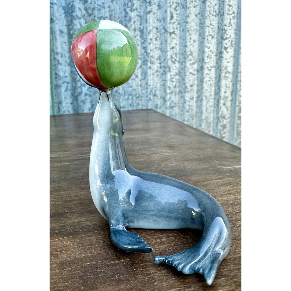 Royal Copenhagen Mini Collection Sea Lion with Ball Figurine 202 Circus 1st Qlty - Picture 4 of 11